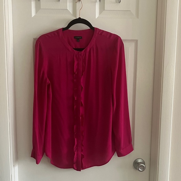 Talbots Fuchsia Ruffle Front Blouse - Picture 3 of 3